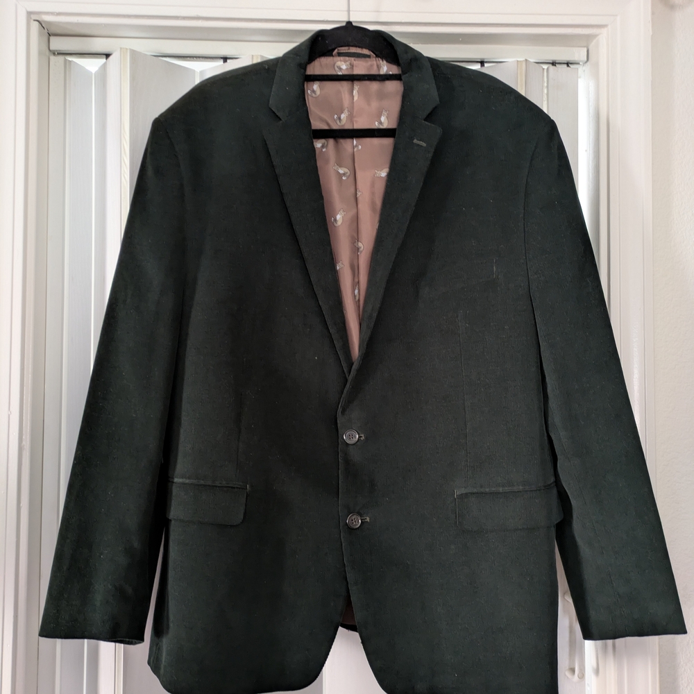 Lauren Ralph Lauren Forest Green Blazer Corduroy Brown Patches On Elbows Sz 50R